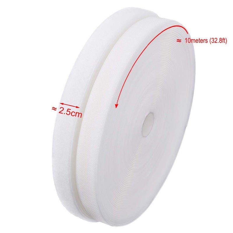 IHKFILAN 1'' Width x 10Meters Length White Sew On Hook and Loop Tape Fastening Nylon Fabric Tape (White, 1 Inch x 10 Meters) - Image 2